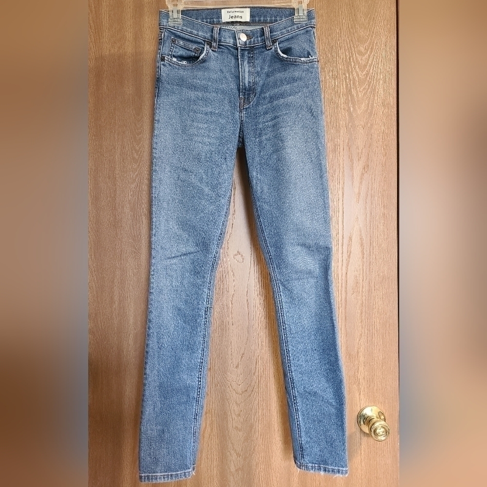 Reformation High Rise Mid Skinny Rhine Jean Size 25